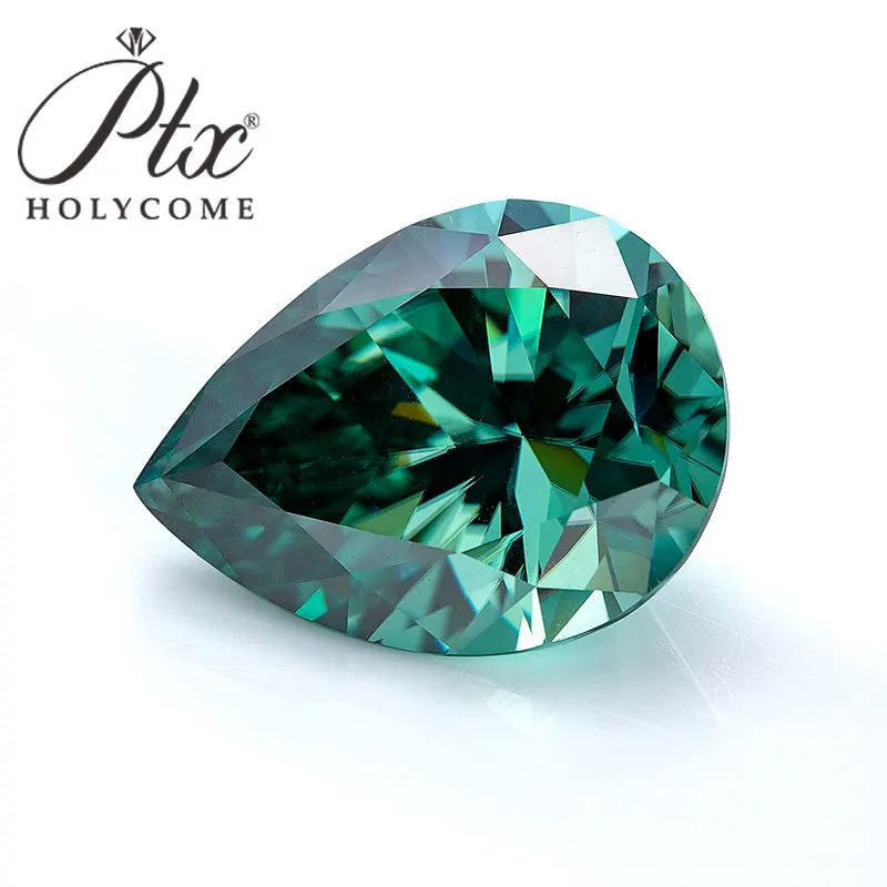 PTX Pear Shape Crushed Ice Cut Hot Sale Moissanite Green High Quality Loose Gemstones Supplier Gemstones Factory Jewelry DIY