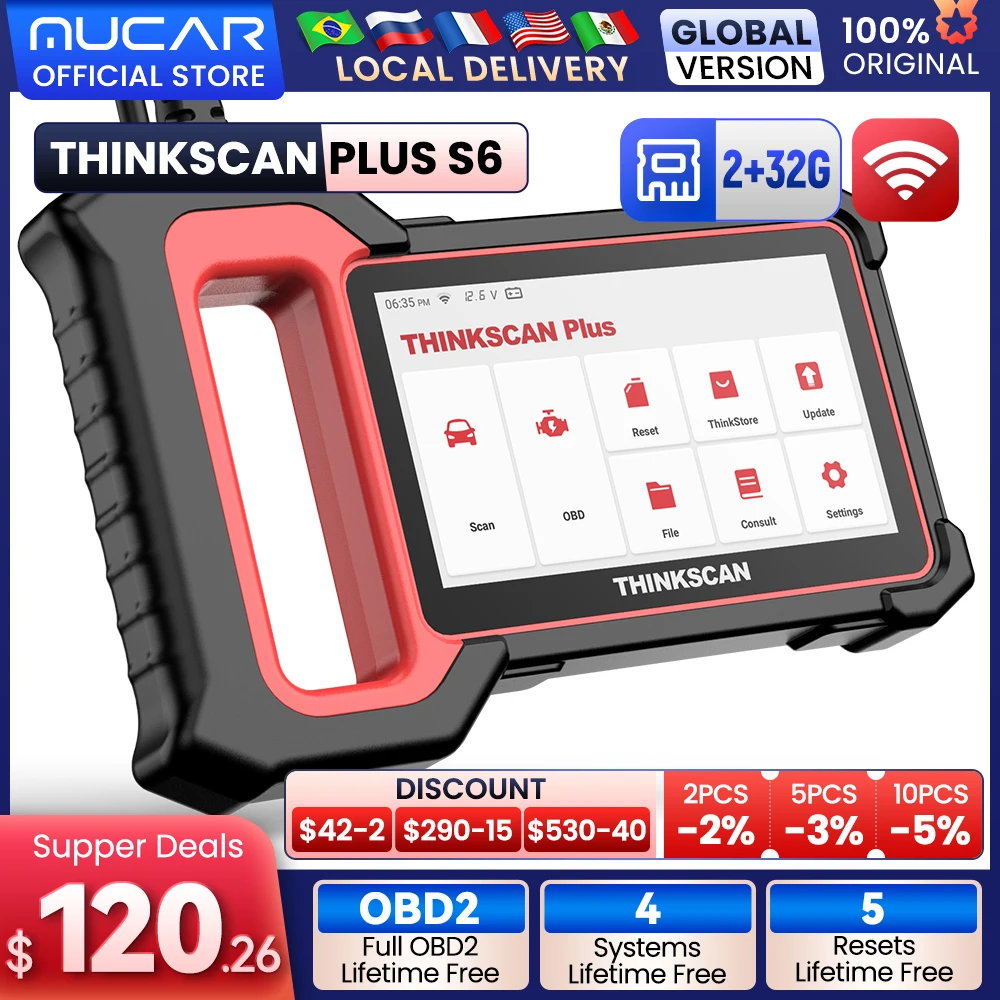 Thinkcar-THINKSCAN Plus S5 S6 자동차 진단 도구, OBD2 자동차 스캐너 멀티시스템 Obd 2 코드 리더 스캐너 