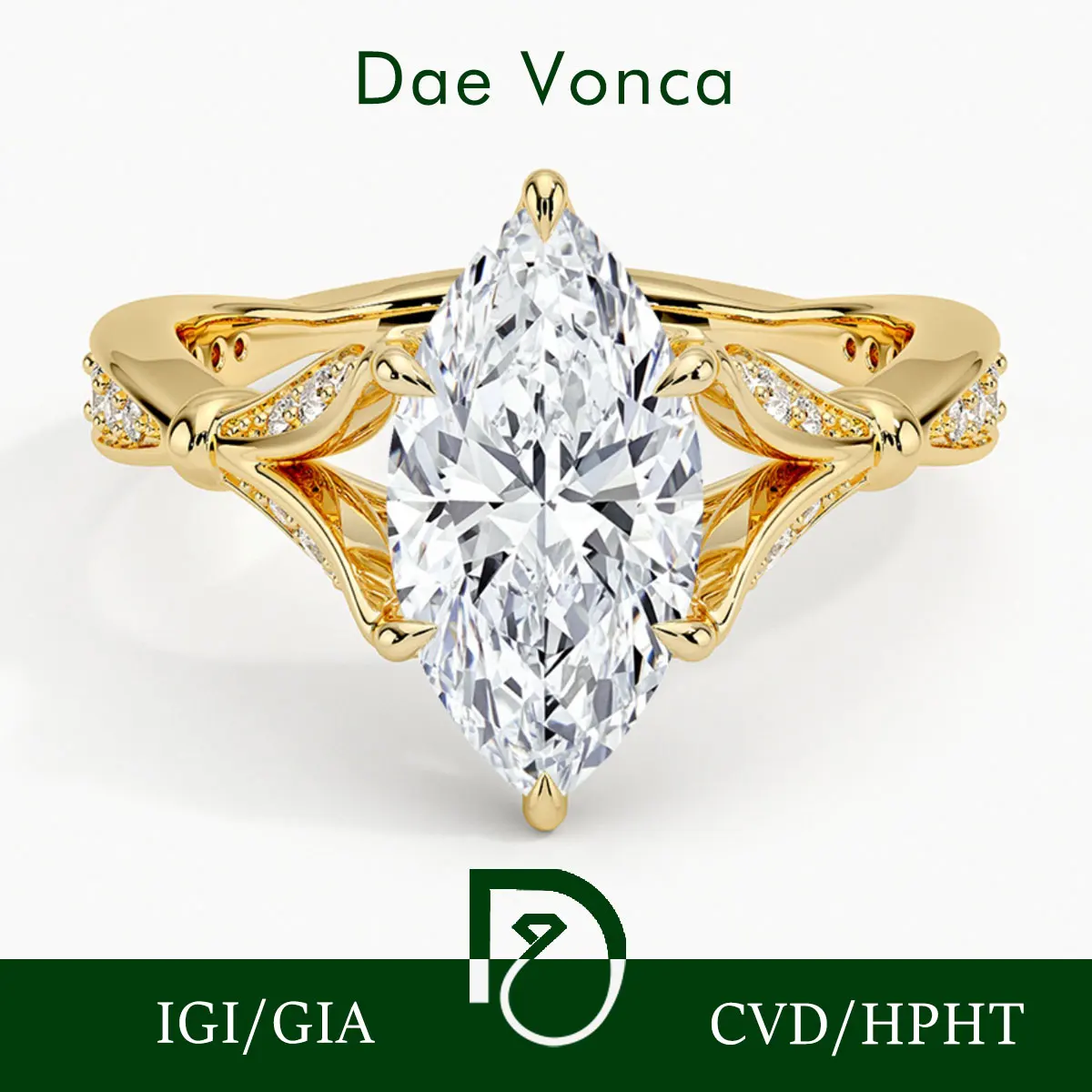 IGI 1.0-3.0ct Marquise Cut Diamond Engagement Ring 18K Yellow Gold  Marquise Lab Grown Genuine Diamond Ring Luxury Fine Jewelry