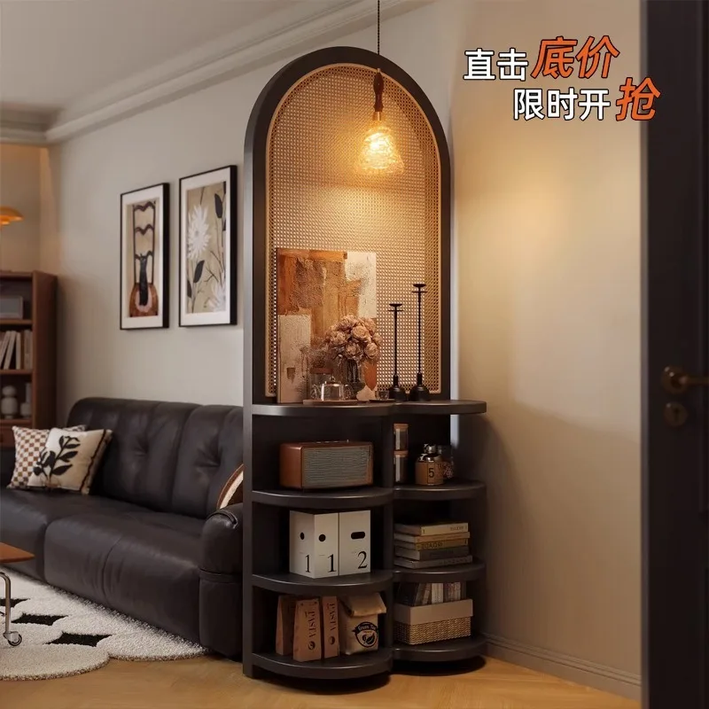 Screen next to the sofa, living room front door, multi-layer locker art grille partition, advanced seat screen