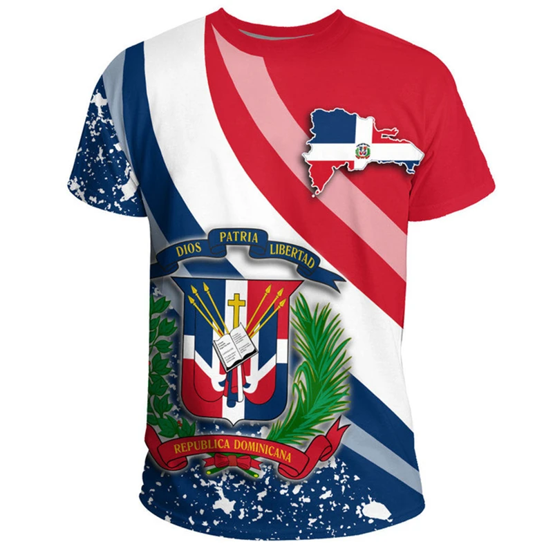 Dominican Republic Flag Map 3D Printed T Shirt For Men Clothes Fashion Male T-Shirt National Emblem Tshirt Independence Day Tee