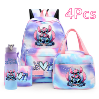 4Pcs/set Lilo Stitch Backpack Girl School Student Knapsack with Lunch Bags Pencil Bag 750Ml Large Capacity Outdoor Water Bottle