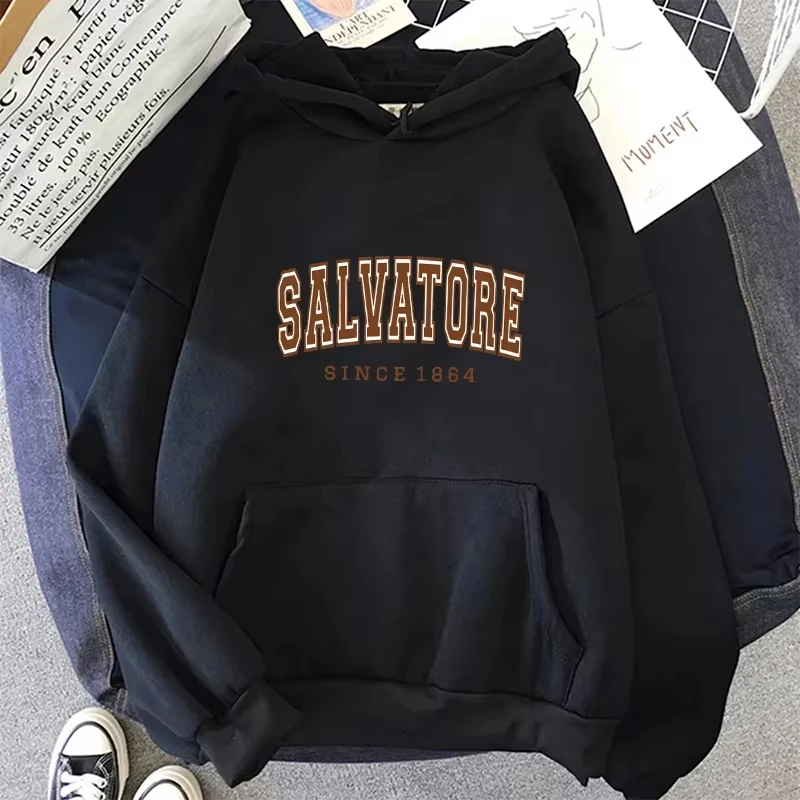 Autumn Winter Casual Women Hoodies Salvatore Since 1864 Men Printed Hooded Sweatshirt Vampire Diaries Jumper Vintage Pulloverst