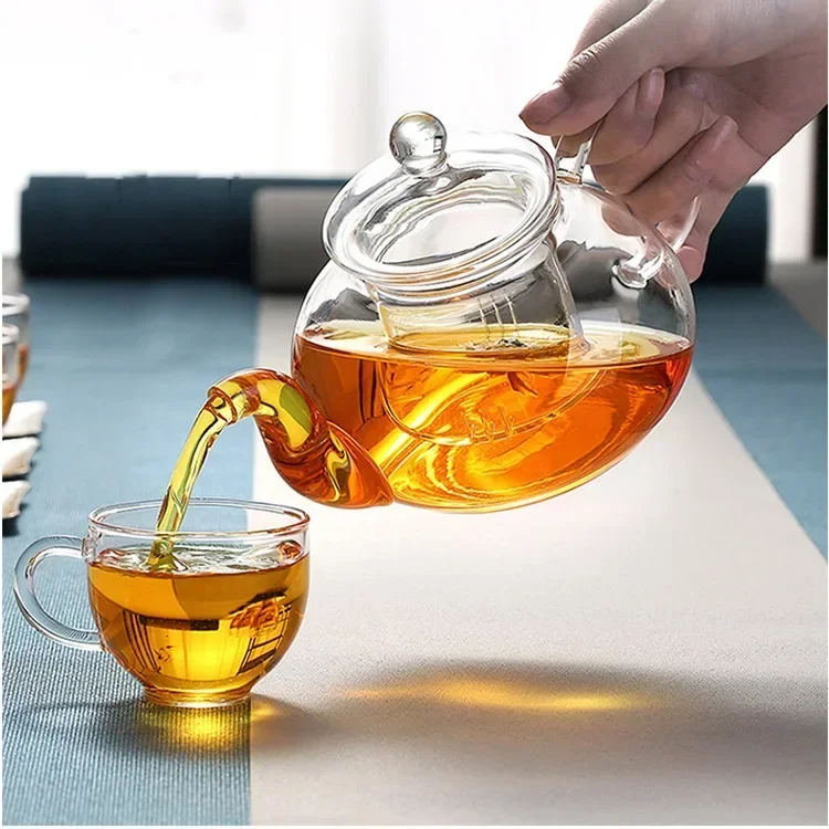 Heat Resistant Glass Teapot Clear Japaness Style Tea Pot with Infuser  Flower Chinese Puer Tea Portable Tea Kettle 400-1000ml