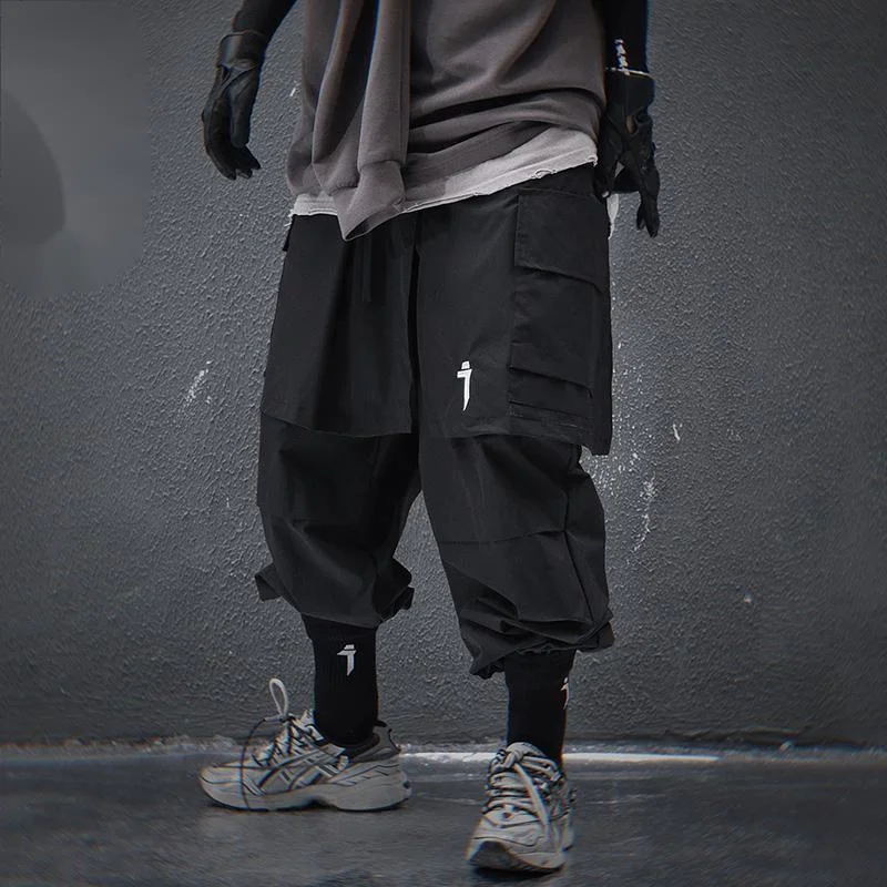 HKSH Heavy 2025 Spring New Men Tide Dark Tactical Style Fake Two-Piece Skirt Pants Loose Casual Leg Tight Trend Techwear HK3829