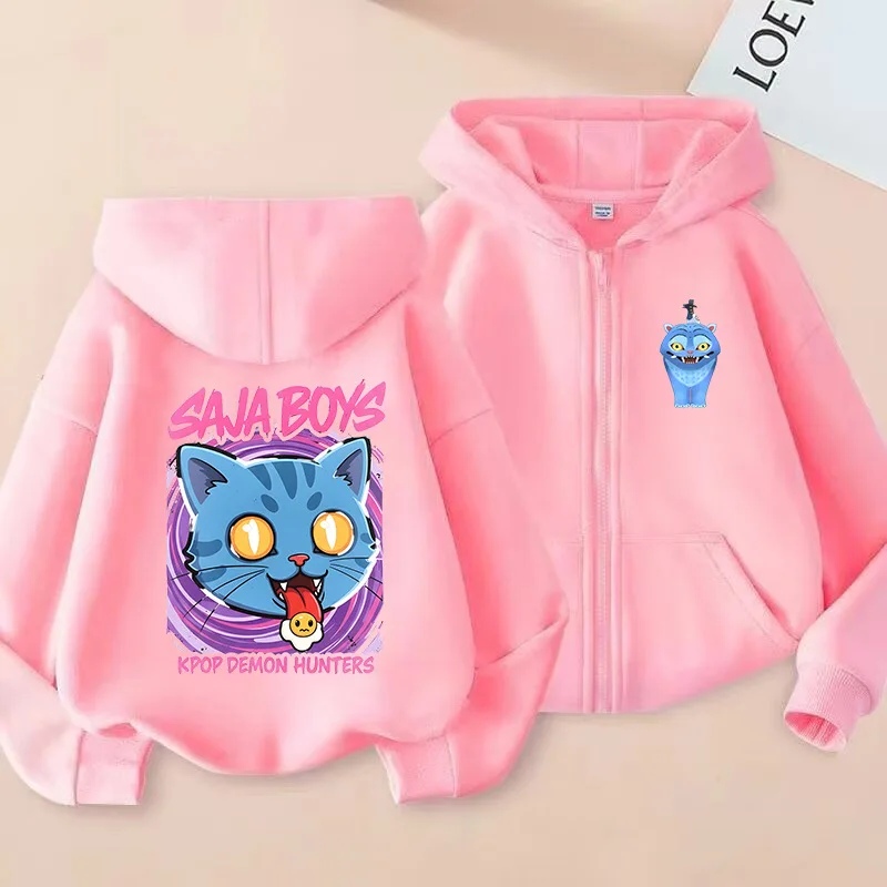 مضحك ديربي النمر زمم بلوزات Kpop شيطان الصيادين هوديي الاطفال ملابس الفتيات الفتيان الكرتون سستة هودي الأطفال بلايز عادية