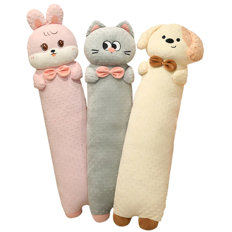 

Мягкая игрушка-подушка 80/100 см: милый розовый кролик, серый кот, желтая собака. Длинная плюшевая кукла-животное для сна. Очаровательный успокаивающий подарок.