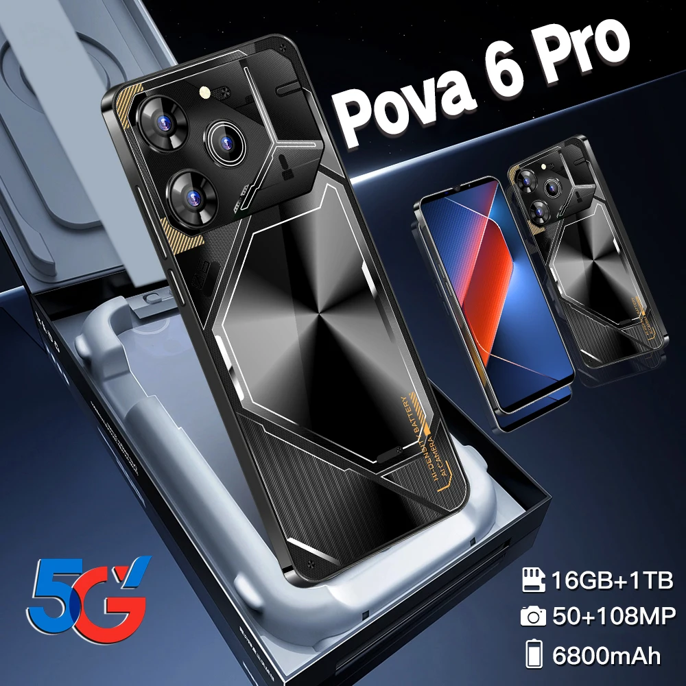 

New model Global Edition Pova 6 pro 6.8inch original smart 5G phone with 22GB+2TB dual card dual standby 8000mAh battery