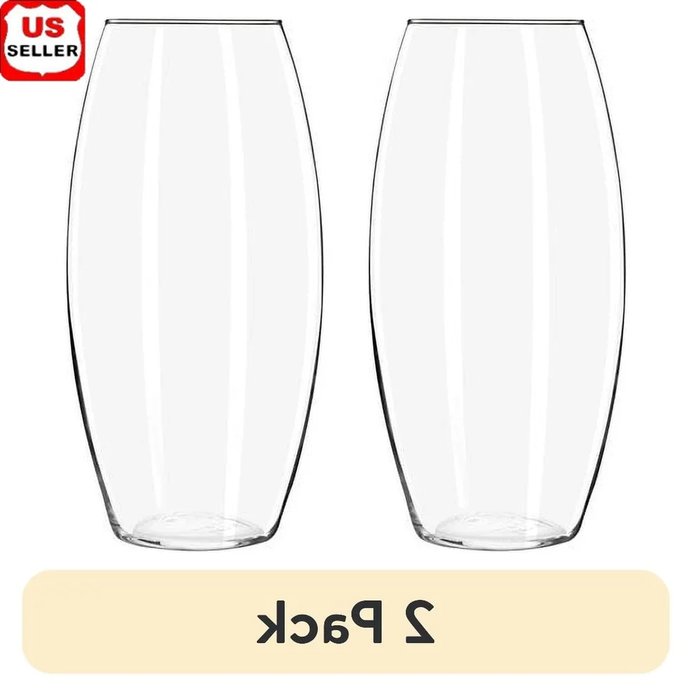 

Set of 2 Crystal Clear Glass Flower Vases Elegant Home Decoration Tall and Slim Durable Design Perfect Centerpieces