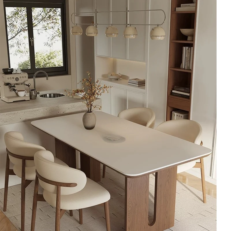 Mesas de Comedor de Acero Inoxidable para Sala de Estar, Mesas de Comedor Modernas y Minimalistas, Mesa de Comedor Elegante, Muebles para Comedor
