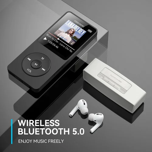 Imagen 2 del producto Reproductor MP3 MP4 (0GB/32GB) con Bluetooth 5.0/grabación/eBook (hasta 128GB con auriculares) Negro
