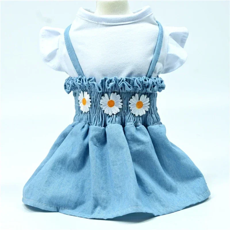 Vestido de verano para gatos, falda vaquera para perros, Chihuahua, Yorkshire, Bichón maltés, caniche, Pomerania, ropa para cachorros, ropa para perros pequeños, envío directo