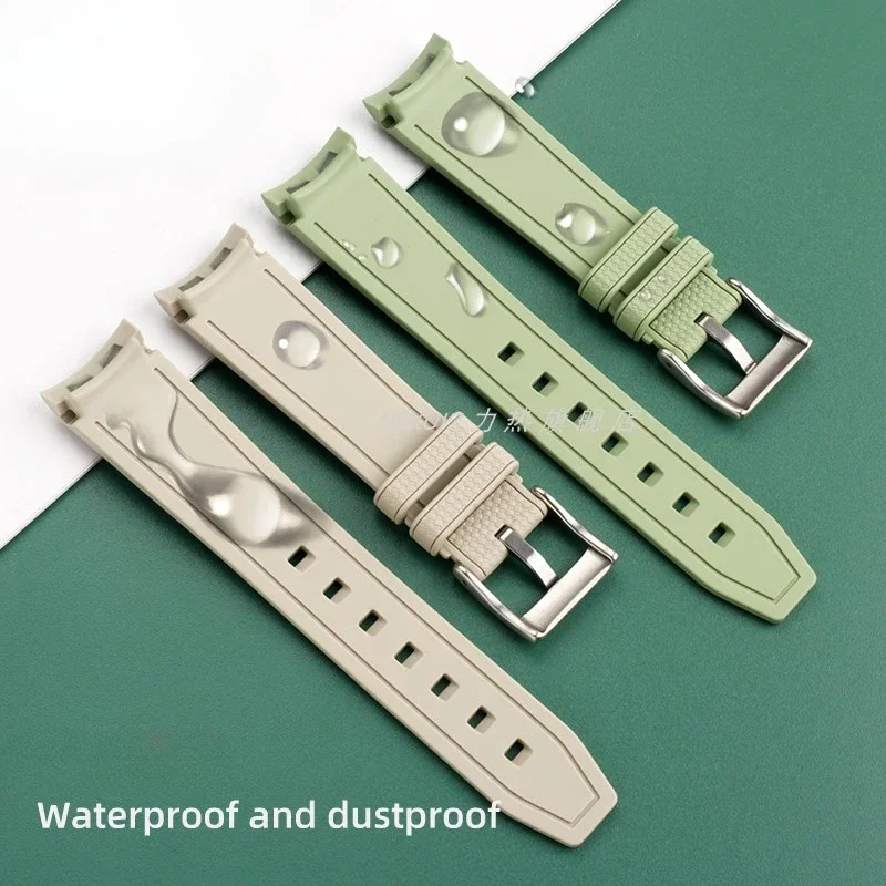 Arc Interface Silicone Steel Needle Bucket Accessories for Omega Joint Name Moon Swatch Planet Woven Pattern 20mm Watch Strap