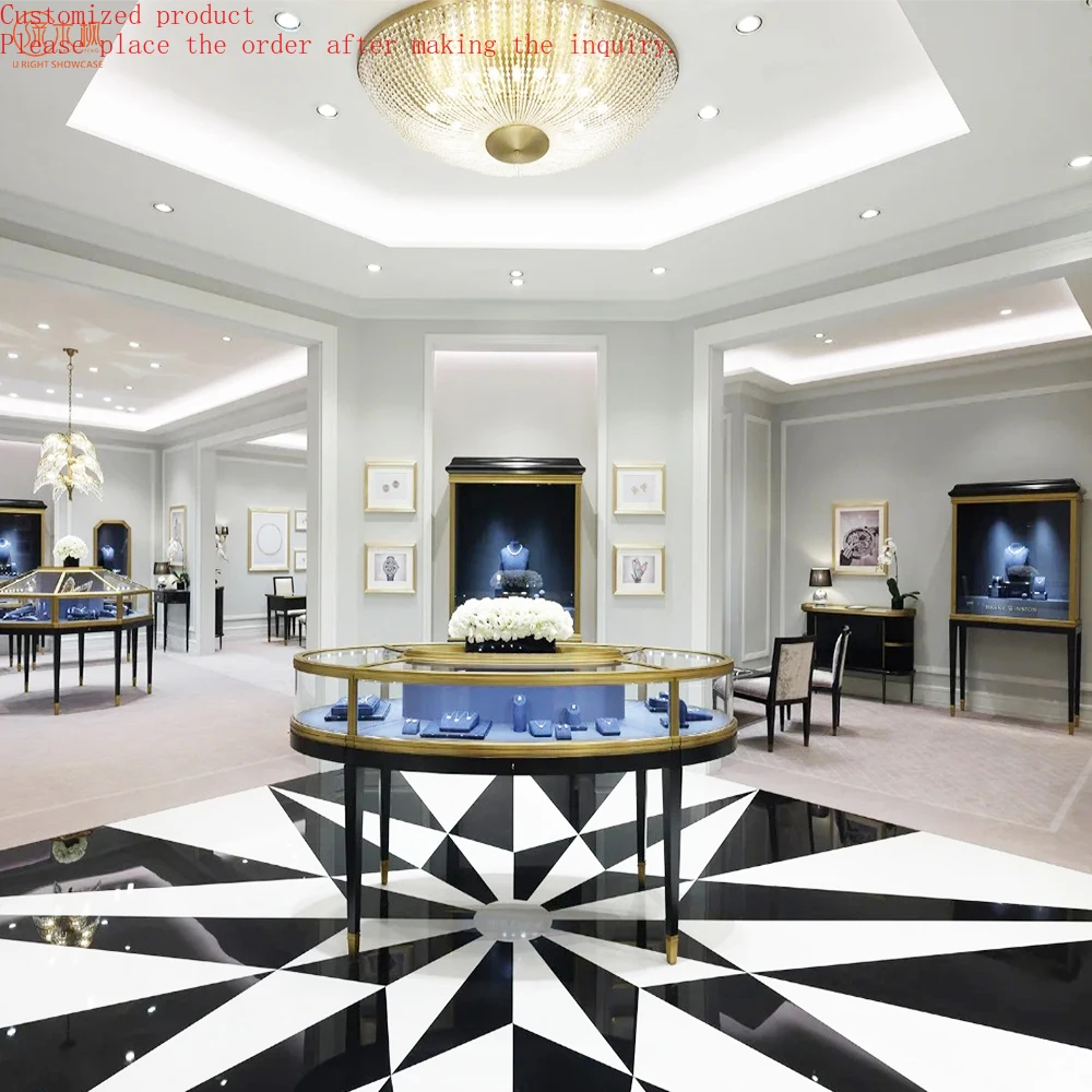 

Custom.Boutique Diamond Jewellery Display Glass Cabinet Custom Stainless Steel Brushed High-end Jewelry Display Cases