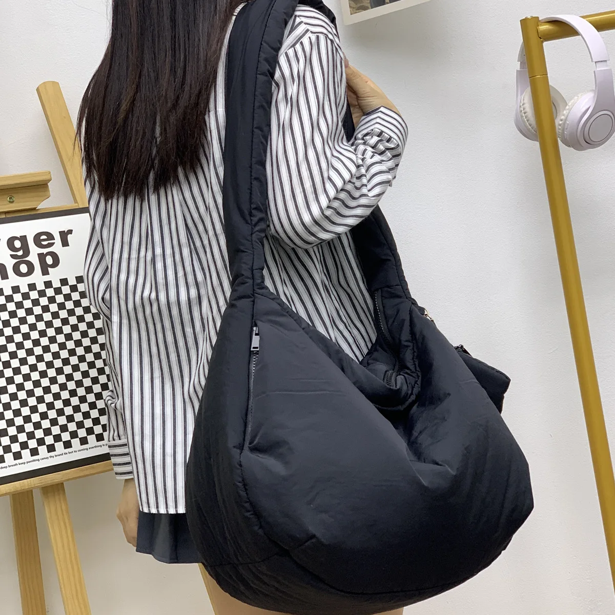 Large capacity nylon tote bag for women versatile new cotton clothing women handbag shoulder crossbody bag