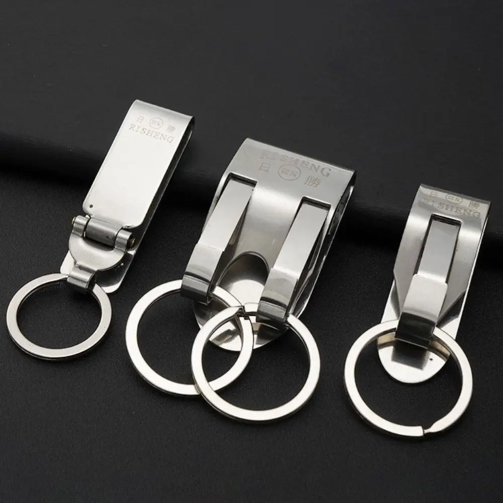 Quick Release Belt Keychain Heavy Duty Security Clip Stainless Steel Keyring Anti-Lost Double Ring Belt Key Holder For Men