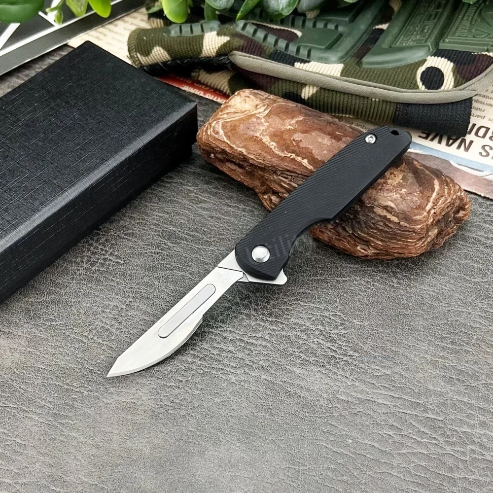 

Мини-складной нож, острое лезвие из высокоуглеродистой стали, походный уличный нож, портативный карманный нож, инструменты EDC с 2 съемными лезвиями