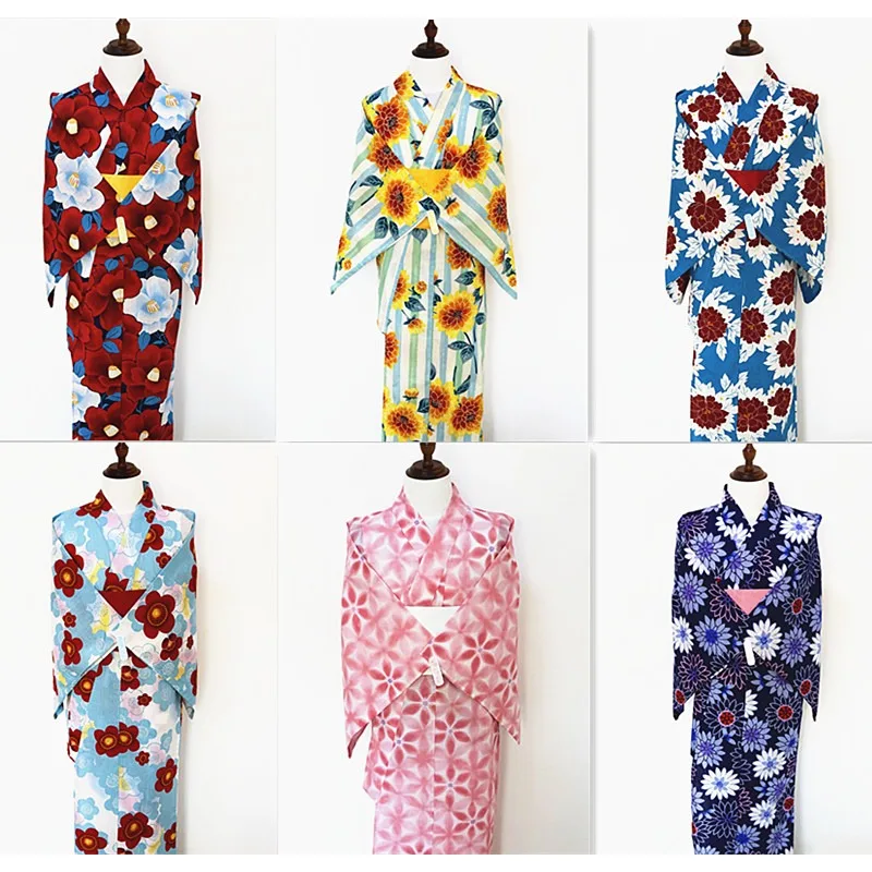 

5 Styles Japanese Traditional Female Traditional Formal Wear Imported Cotton Linen Fabric Shooting Cos Tourism Kimono Yukata obi