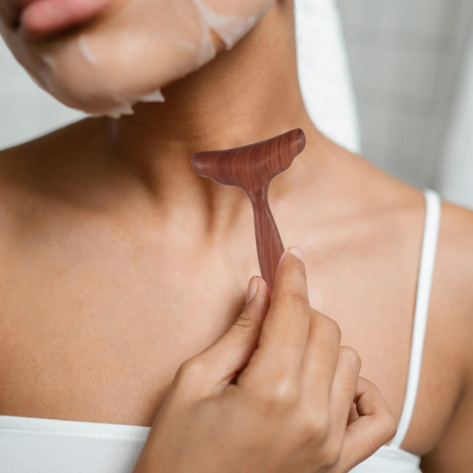 2 قطعة أدوات تدليك الوجه Guasha من الخشب الصلب على شكل مروحة لوحات كشط للوجه والرقبة للاسترخاء مدلك العناية بالبشرة المحمول