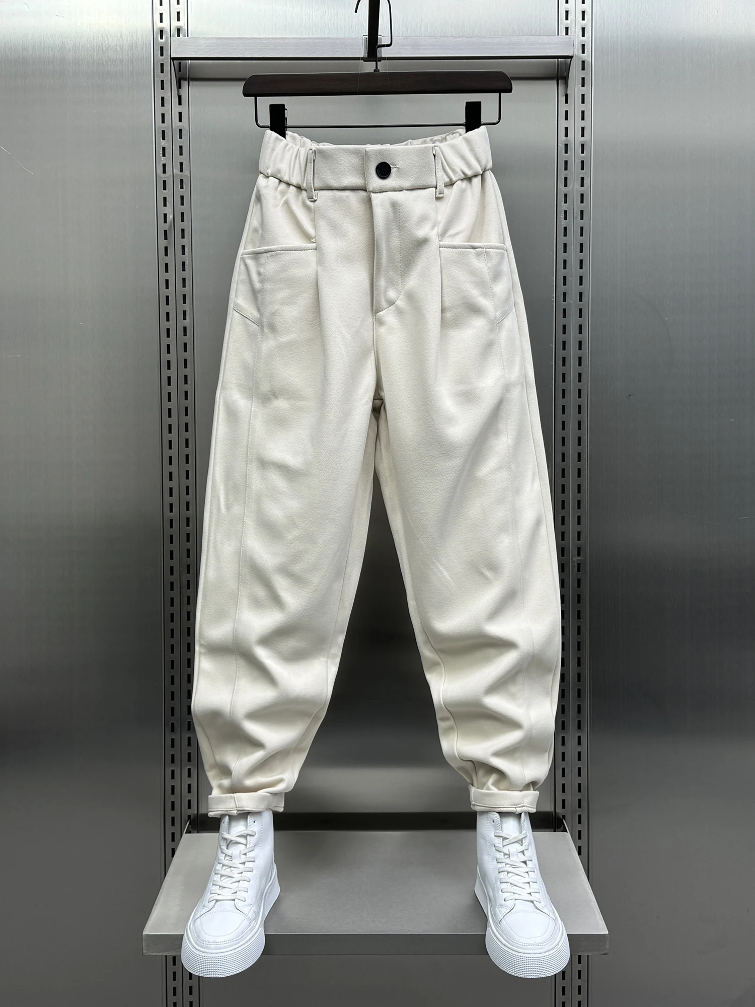 

Trendy Korean Sle Thiened Woolen Casual Pants Men's Autumn Winter New Loose Youthful Haome Versatile Long Trousers