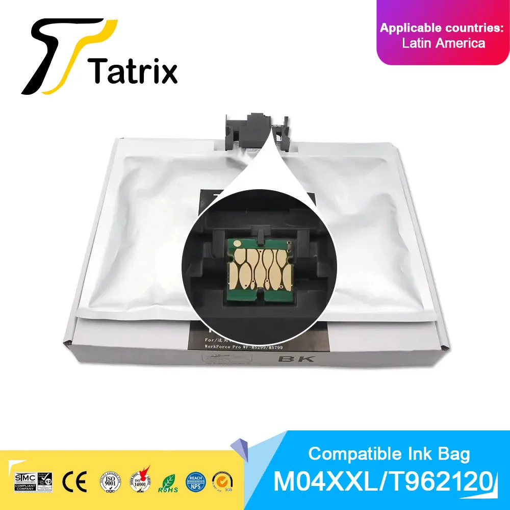 Tatrix M04 M04XXL T962120 Premium Black Compatible Ink Bag Cartridge for Epson WorkForce Pro WF-M5299/ WF-M5799 Printer