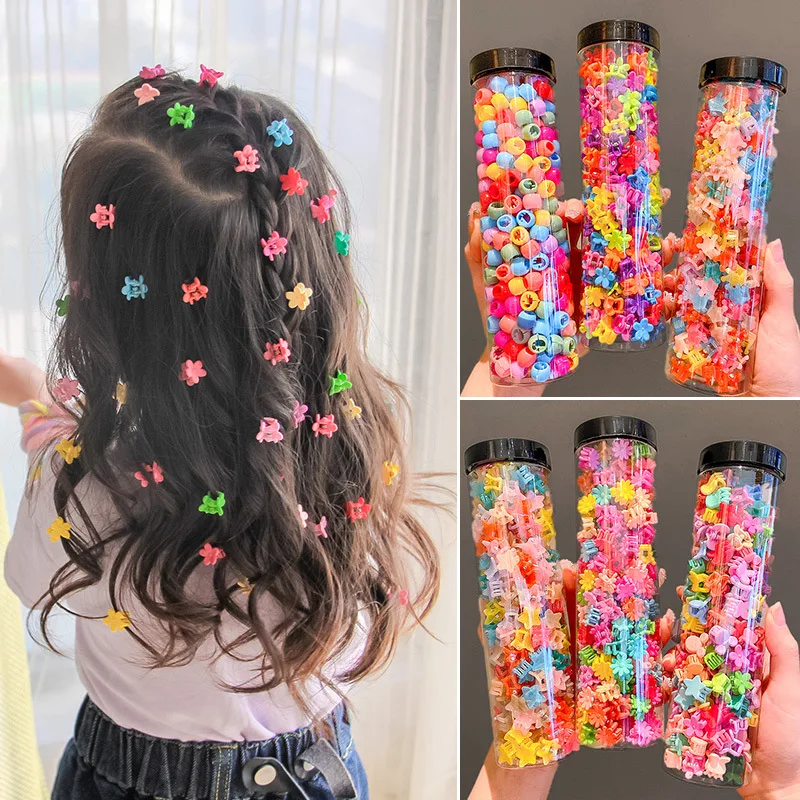 100Pcs/Set Baby Girl Candy-Color Small Hair Claw Four Seasons Cute Broken Hair Children Color Clip Cartoon Kid Hair Accessories