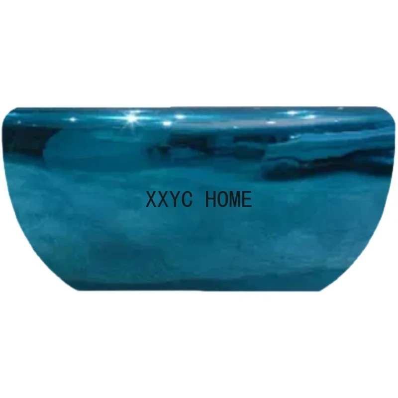 

Round FRP Color Electroplating Coffee Table Living Room Meeting Room Gradient Mirror Art Tea Table
