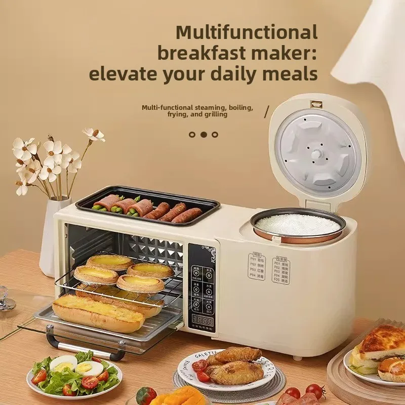 Multifunctional Breakfast Machine 4-in-1 Fried Hot Pot Electric Oven Household Rice Cooker Toaster Sandwich Machine