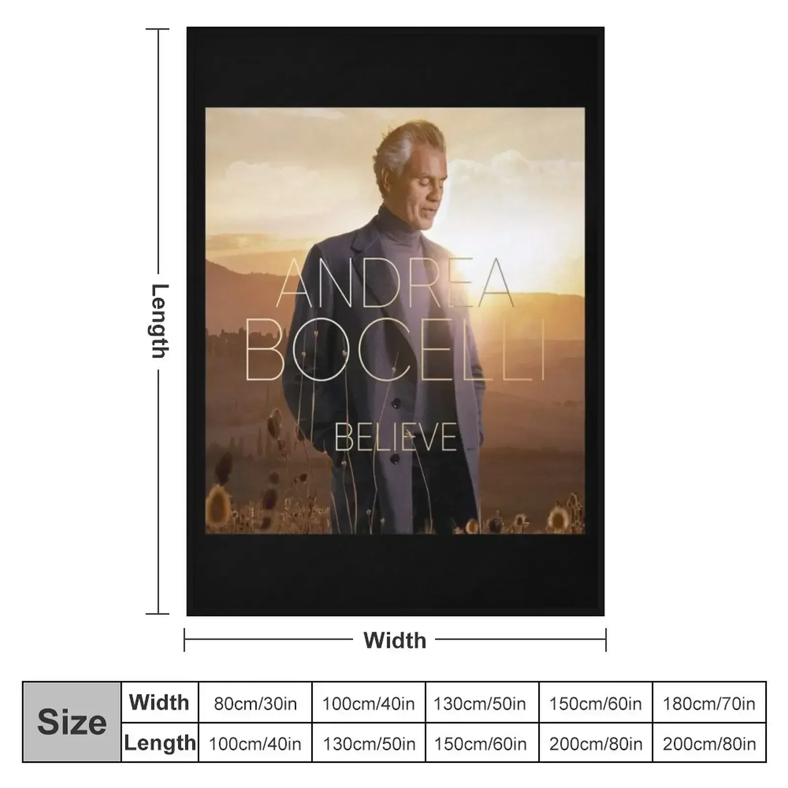 Andrea Bocelli Throw Blanket couch cozy soft plush fuzzy picnic outdoor blanket