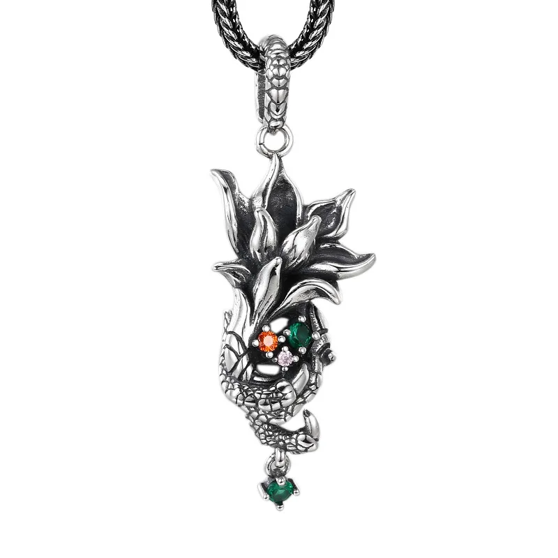 

925 Sterling Silver Bloody Mary Blossom Pendant - Vintage Oxidized Gothic Layering Necklace Gift