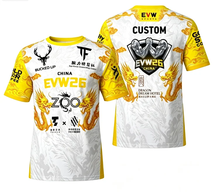 EVW26 China Arm Wrestling Tournament Jersey T-shirt Men Women 3D Print Short Sleeve  East vs West Wrist Strength Sports Fan Tops
