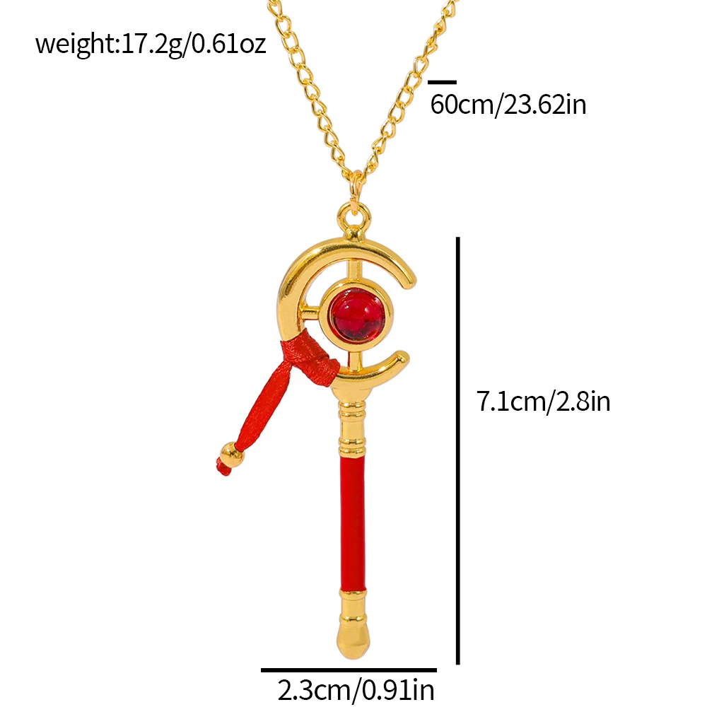 Frieren Beyond Journey's End Frieren Magic Staff Pendant Necklace Red Wand Anime Cosplay Jewelry Gift for Anime Fans