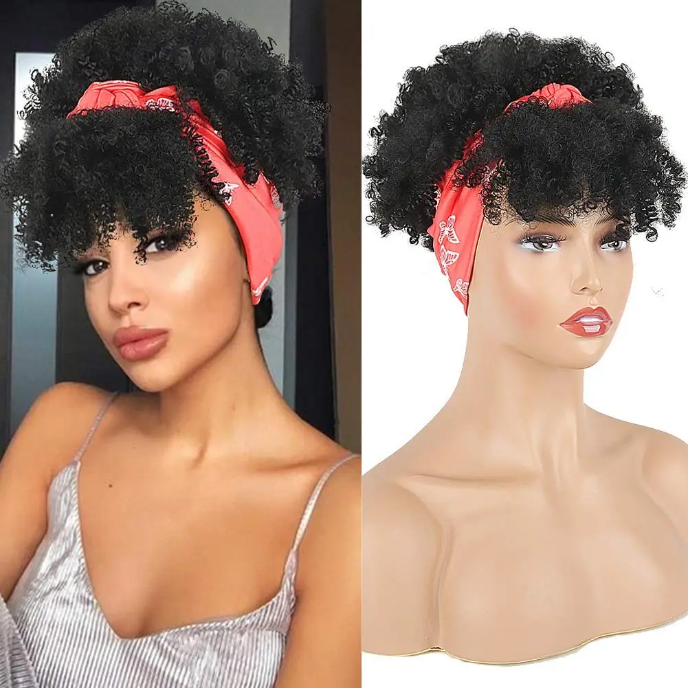 Kurze afro verworrene lockige Perücken für schwarze Frauen, synthetische High Puff Afro Pferdes