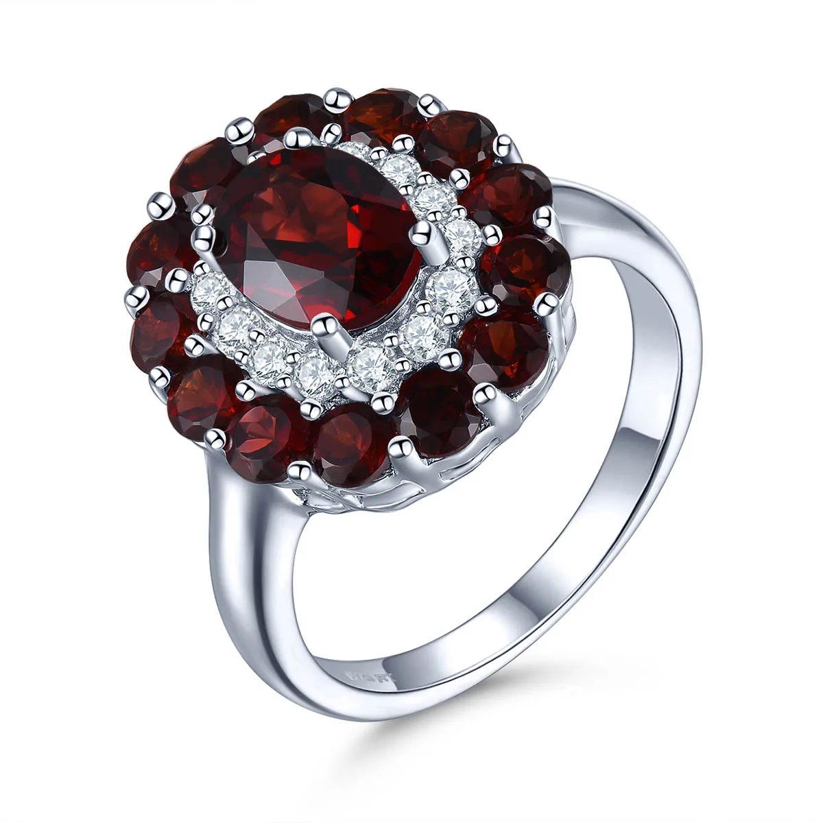 

Natural Mozambique Garnet 925 Silver Ring Red Gemstone Solid 925 Sterling Silver Vintage Rings Fine Elegant Women Jewelry