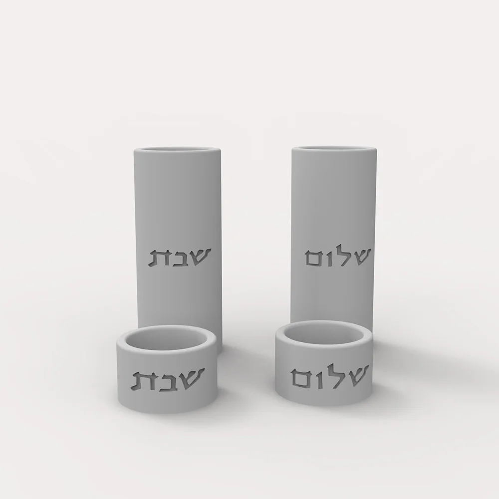 Silikonform für Shabbat-Kerzenhalter-Set, handgefertigte jüdische Teelichthalter aus Beton | Shabbat Candlesticks Geschenkformen – Detail 7