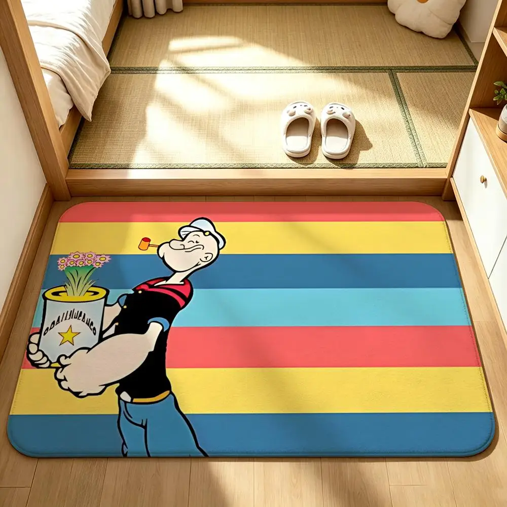 Popeye the Sailor Floor Mat Bedroom Carpet, Bathroom Foot Mat, Doormat, Non-Slip Absorbent Multi-Use