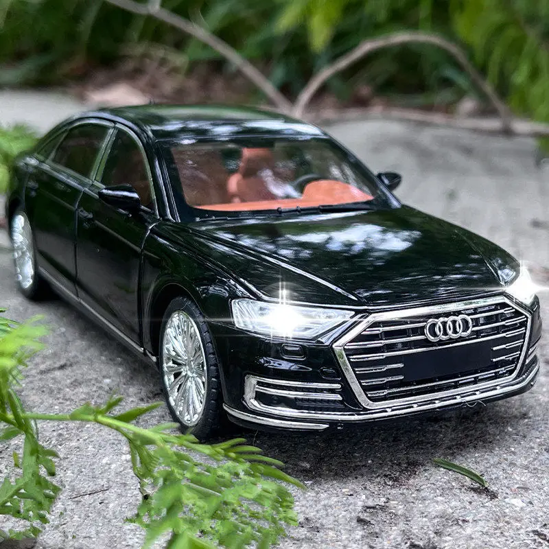 

New 1:24 AUDI A8 Alloy Car Model Diecasts Metal Toy Luxy Vehicles Car Model Simulation Sound and Light Collection Childrens Gift