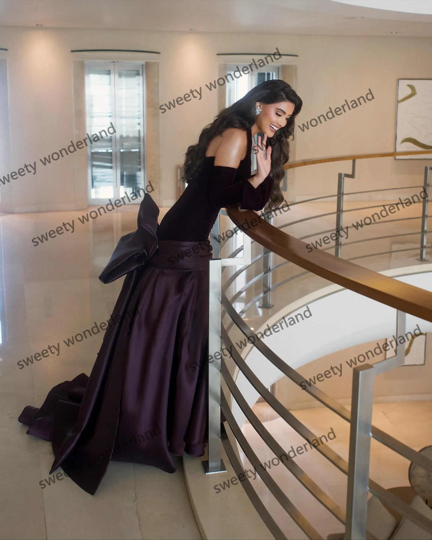 アラビアトランペットイブニングドレス女性取り外し可能な袖ウエディングドレスエレガントなウェディングパーティードレスカスタマイズされたフォーマル Vestidos