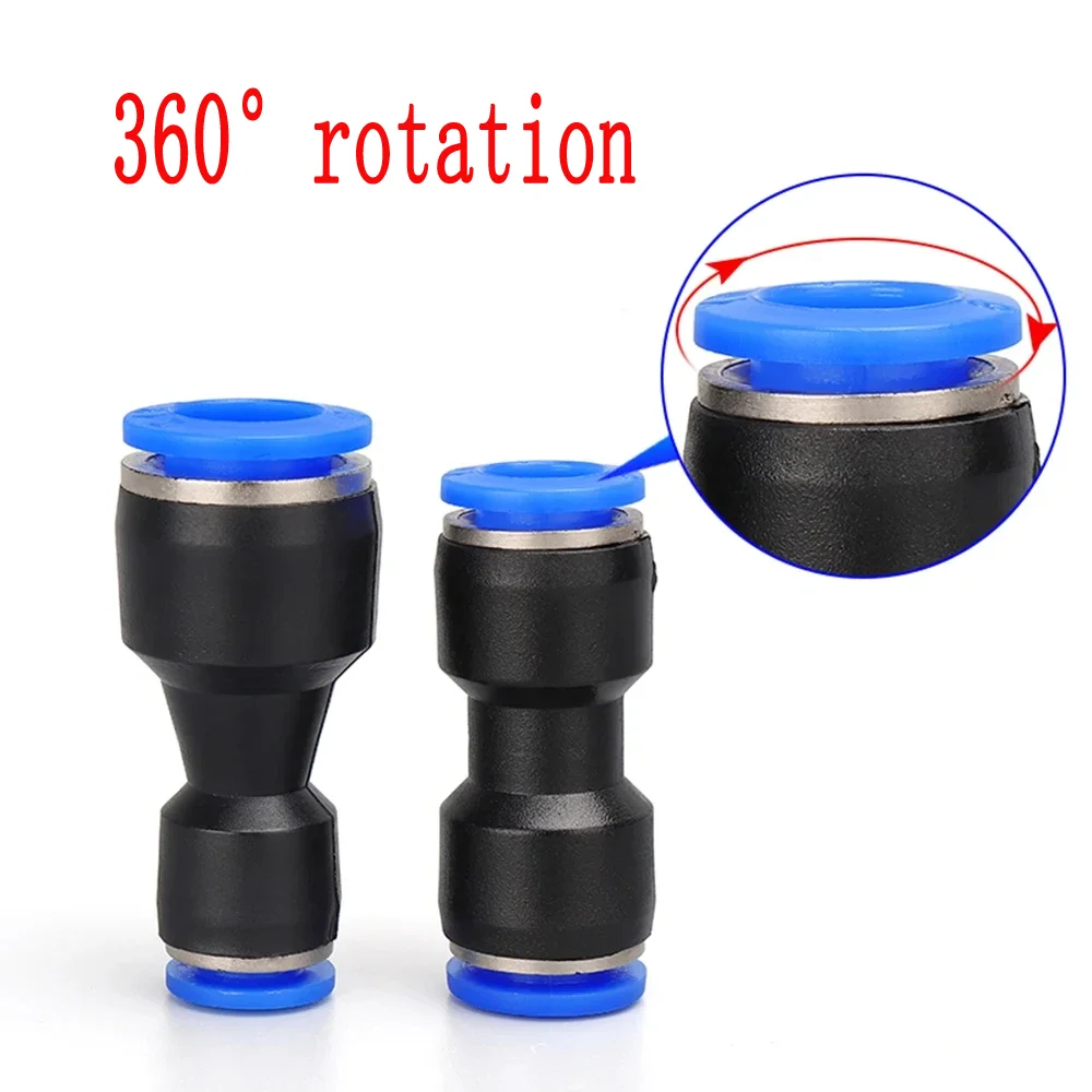 PU PG Pneumatic Quick Connectors - Plastic Hose Air Pipe Fittings, Straight/Reducing, 4-16mm Sizes