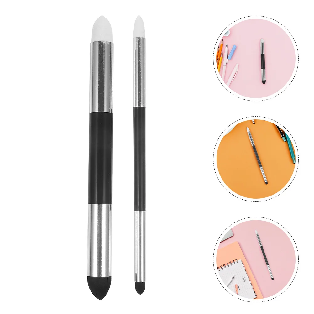 2pcs Blending Sponge Pen Double Headed Washable Reusable Detail Correcting Tool For Highlight Shadow Art Erasers Drawing Tools