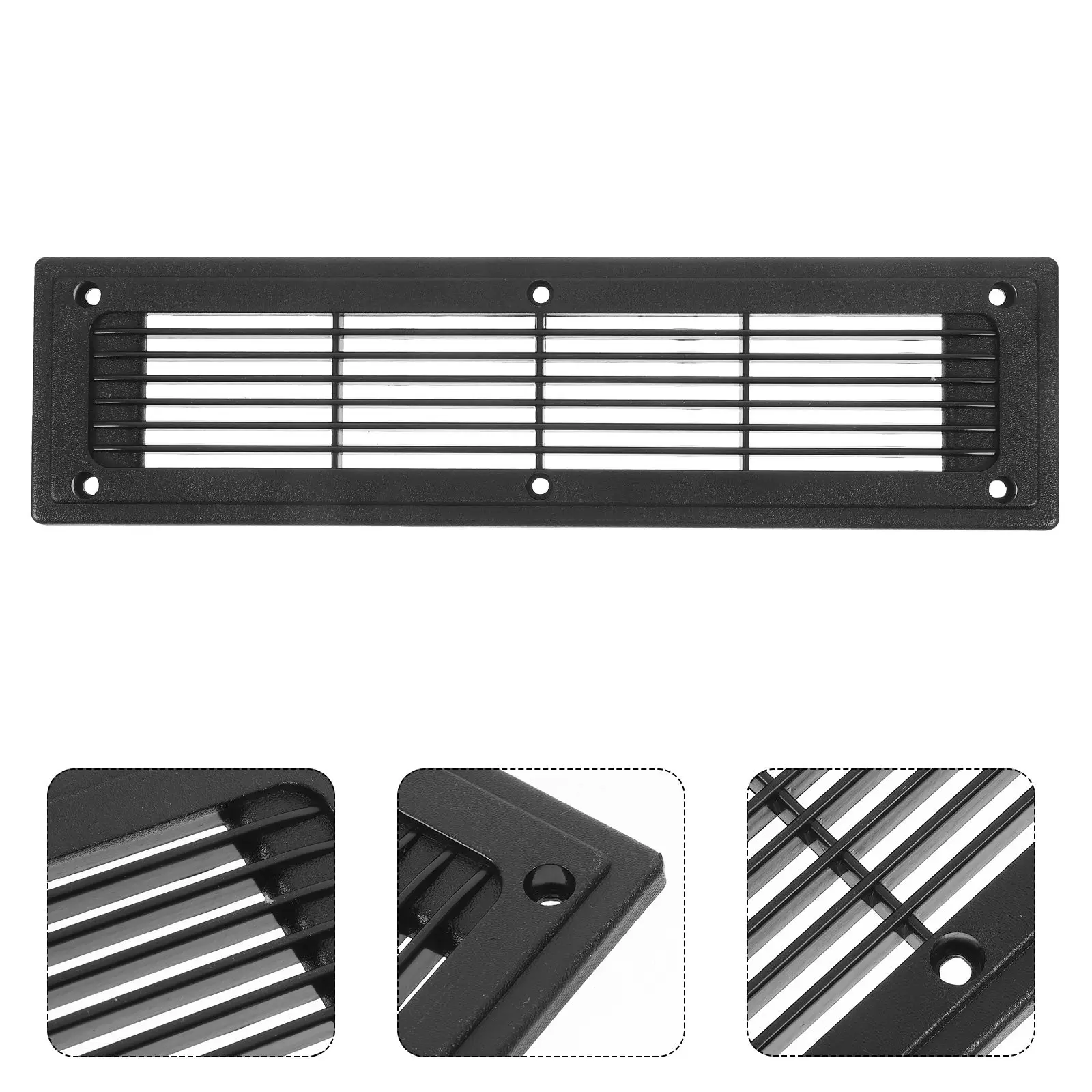 

Black Plastic Rectangle Vent Cover Air Vent Grille for Central Ac Floor Registers Marine Boat Yacht Louvered Flush Ventilation