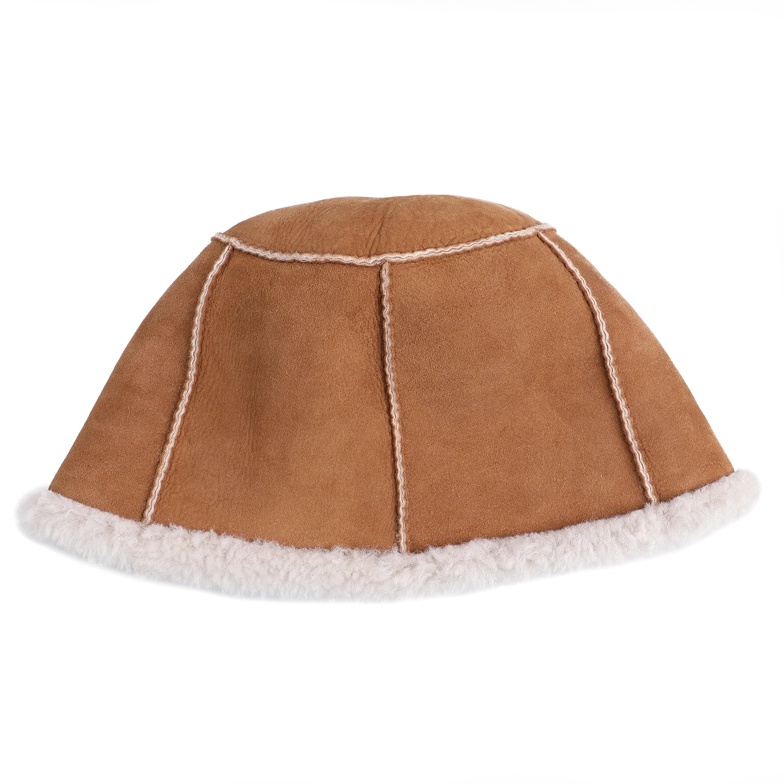 Cappello da pescatore in vera pelle di lana Shearling da donna cappello da donna invernale caldo in vera pelliccia cucita a mano