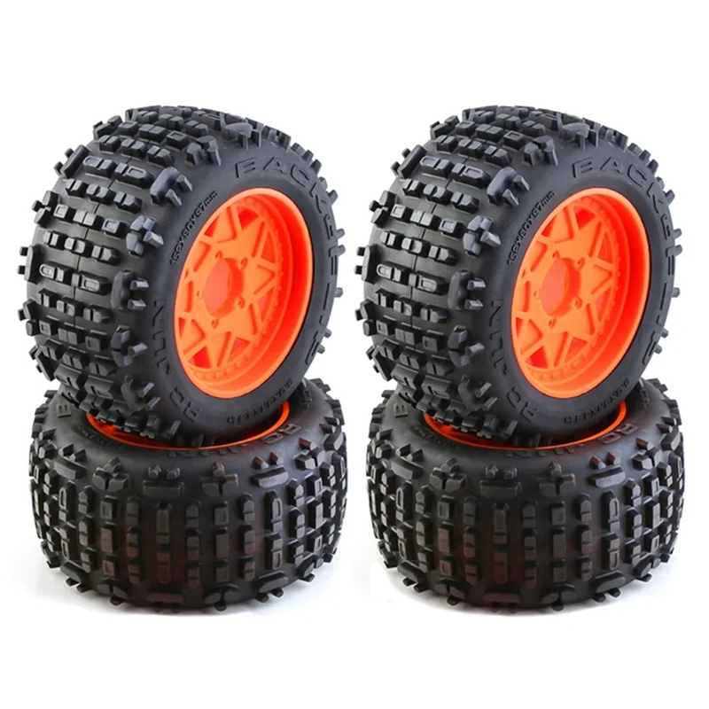 4Pcs 152mm 1/8 1/10 Monster Truck Tire with 12/14/17mm Wheel Hex for TRAXXAS Sledge E-Revo ARRMA KRATON Outcast,Orange