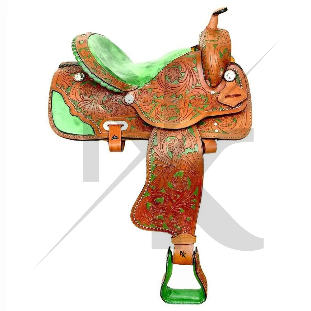 High Quality Handmade Western Saddle Premium Full Grain Cowhide Leather Comfortable Equestrian Horse Riding Gear