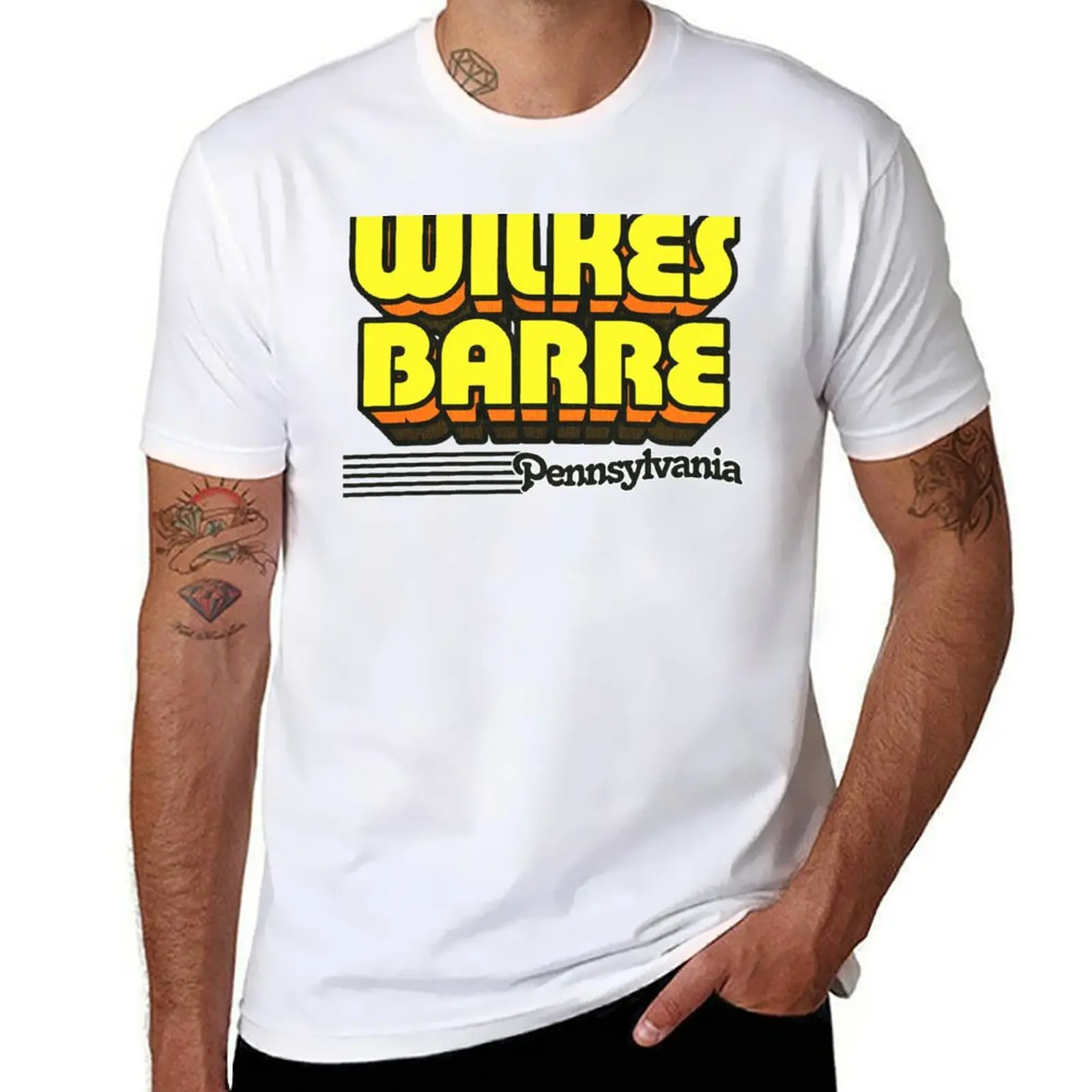 

Wilkes-Barre, Retro Stripes Pennsylvania T-Shirt Soft Touch Basic Cotton T-Shirt