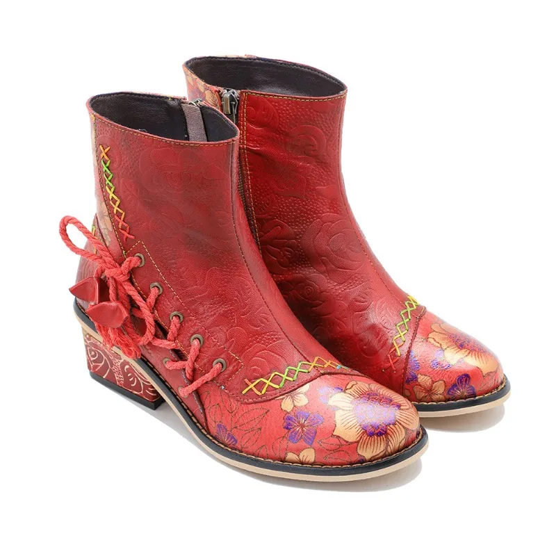 

Новые женские ботильоны из 100% натуральной кожи с круглым носком на танкетке, зимняя обувь, женские ботинки на платформе с цветком