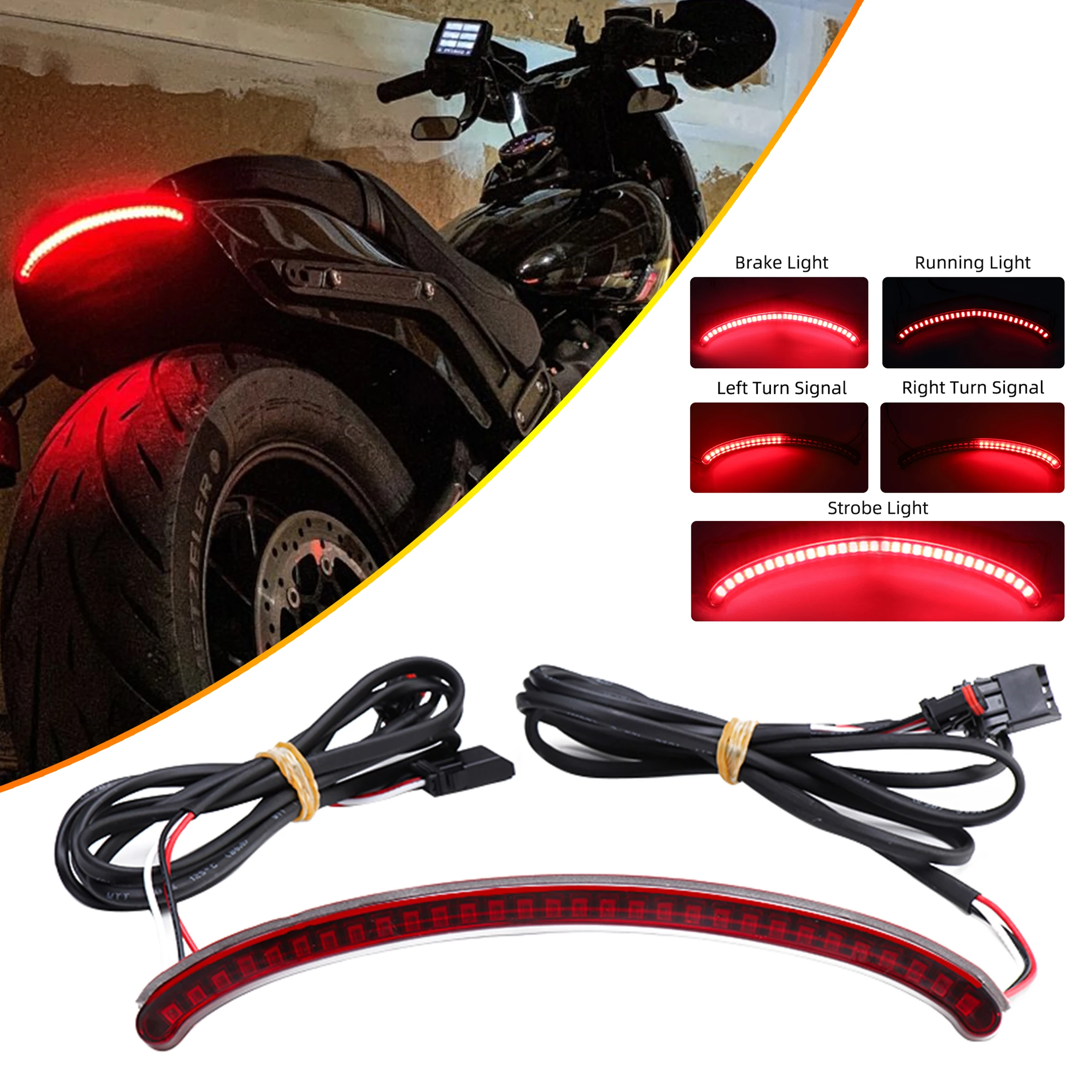 

Motorcycle Turn Led Rear Fender Brake Light Tail Lamp Assembly Taillight For Harley Softail Fat Bob FXFBS 114 FXFB 107 2018-Up
