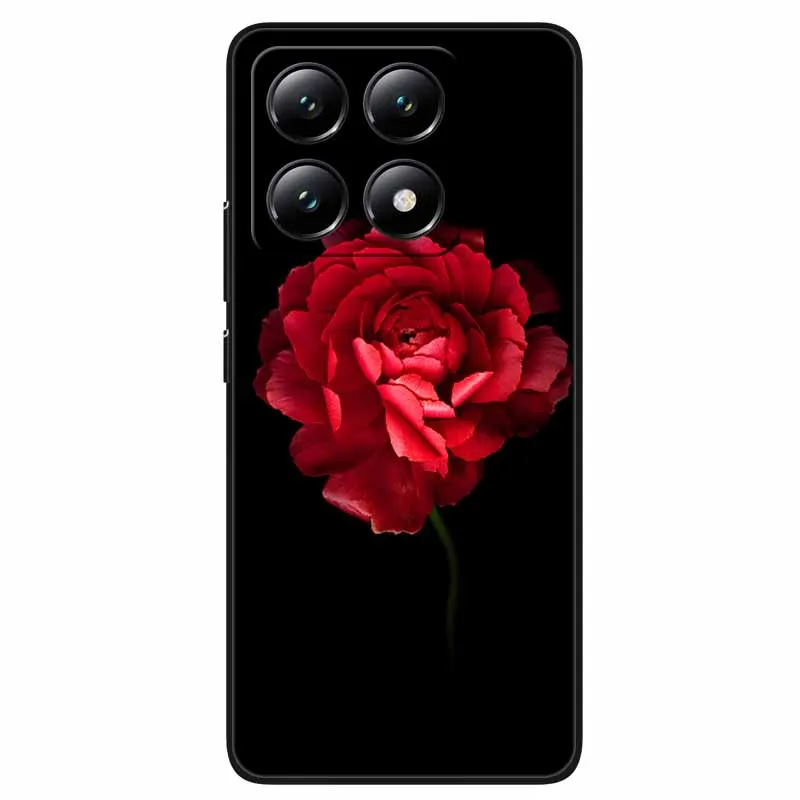 Phone Cover for Xiaomi 14T Pro Case Flowers Printing Silicon Soft TPU Coque for Xiaomi 14T Back Shells Covers 14 t Black Bumpers