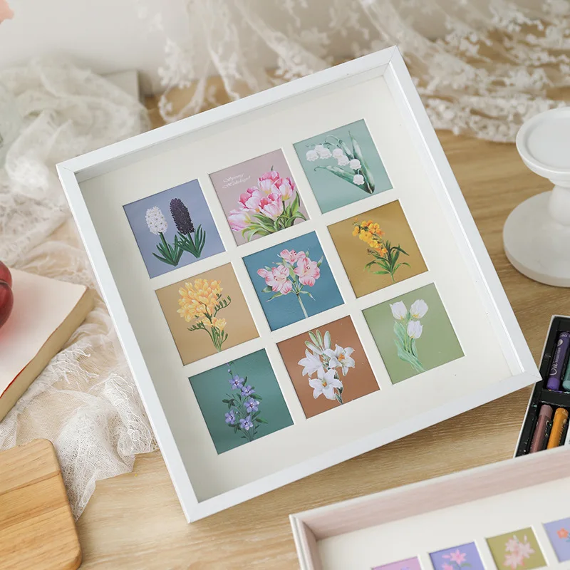 

25/30cm DIY square oil painting picture frame, with separate compartments and frames, Polaroid postcard tabletop display stand.