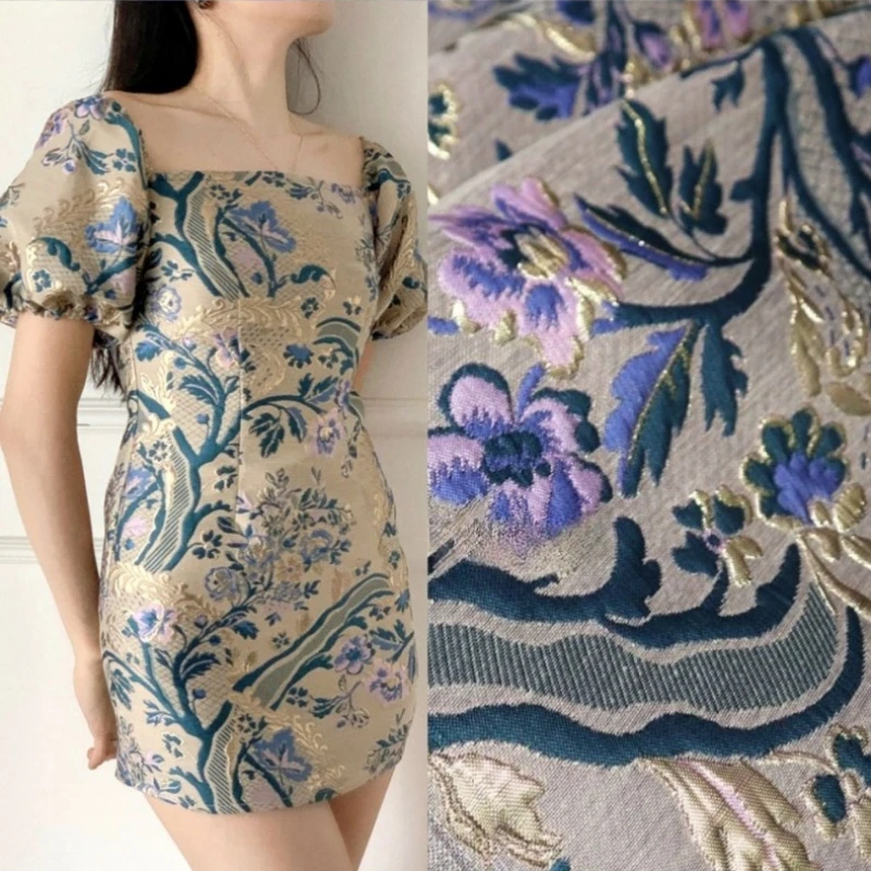 

Металлическая проволочная пряжа, окрашенная жаккардовая ткань, весна-лето, платье с цветами, ветровка, модный европейский брендовый дизайн, ткань для шитья по метрам